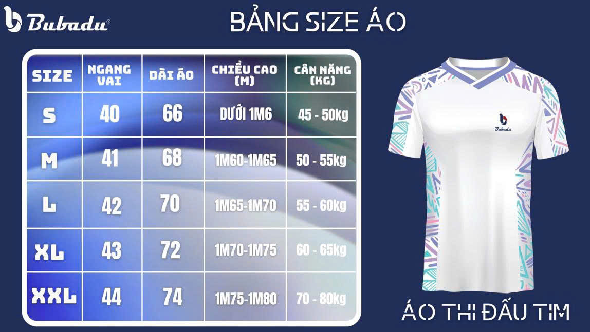 Bảng size Áo Bubadu Tim